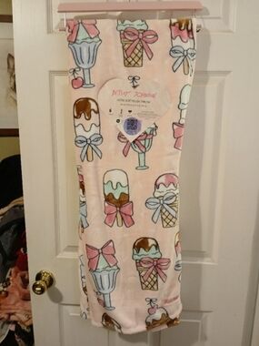 Betsey Johnson Pink Ice Cream Print Plush Throw